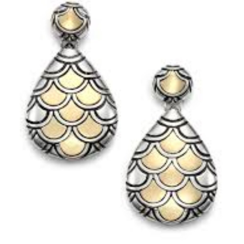 JOHN HARDY  GOLD NAGA STERLING TEARDROP EARRINGS
